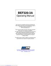 SPE BEF320-3A Operating Manual