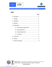 Orbinox CW Installation, Operation & Maintenance Manual