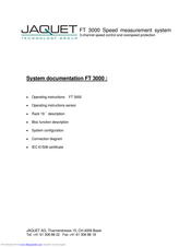 JAQUET FT 3000 Operating Instructions Manual