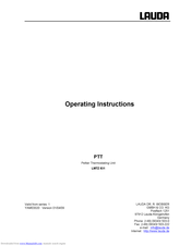 Lauda PTT Operating Instructions Manual