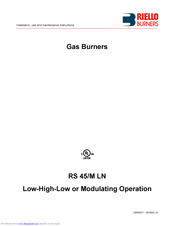 Riello Burners RS 45/M LN Installation, Use And Maintenance Instructions