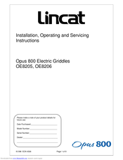 Lincat Opus 800 Installation, Operating And Servicing Instructions