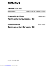 Siemens CC-2M Directions For Use Manual