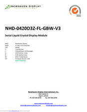 Newhaven Display International NHD-0420D3Z-FL-GBW-V3 Manual