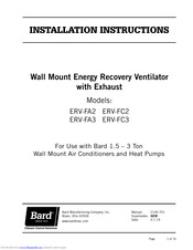 Bard ERV-FC2 Installation Instructions Manual