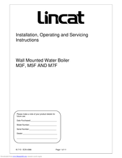 Lincat M7F Installation, Operating And Servicing Instructions