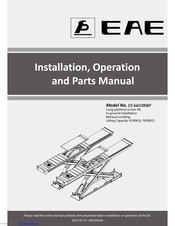 EAE EE-6603BWF Installation, Operation, And Parts Manual