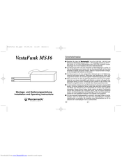 Vestamatic VestaFunk MS16 Series Installation And Operating Instructions Manual