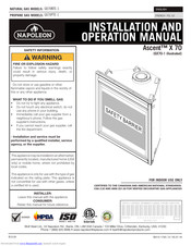 Napoleon GX70PTE-1 Installation And Operation Manual