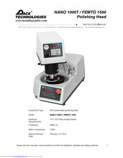 Pace Technologies NANO 1000T Instruction Manual