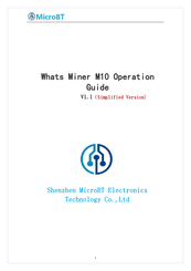 MicroBT Whats Miner M10 Operation Manual