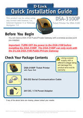 D-Link DSA-3100P - B/W Thermal Line Printer Quick Installation Manual