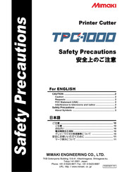 MIMAKI TPC-1000 Safety Precautions
