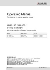 Binder KB 23 E3.1 Operating Manual