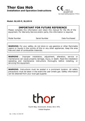 THOR GL169-N Installation And Operation Instructions Manual