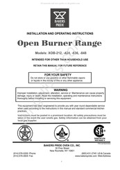 Bakers Pride XOB-424 Installation And Operating Instructions Manual