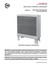 Reznor REC 40 Installation Operation & Maintenance