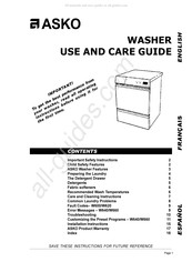 Asko W620 Use And Care Manual