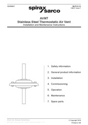 Spirax Sarco AVM7 Installation And Maintenance Instructions Manual