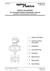 Spirax Sarco ABV40i Installation And Maintenance Instructions Manual