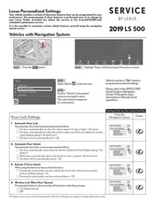 Lexus LS 500 2019 Quick Setting Manual