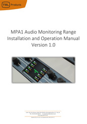 TSL MPA1-MIX-SDI Installation And Operation Manual