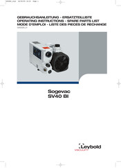 Leybold Vacuum Sogevac SV40 BI Operating Instructions Manual