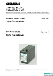 Siemens 7KE6000-8AK/CC Directions For Use Manual