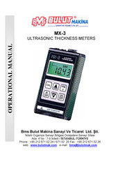 Bms Bulut Makina MX-3 Operational Manual