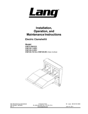 Lang Electric Clamshell CSE12A-6G Installation, Operation And Maintenance Instructions