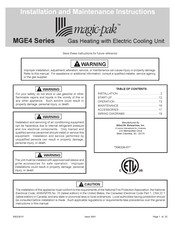 Magic-Pak MGE4-09-24 Installation And Maintenance Instructions Manual