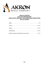 Akron 3578 STREAMMASTER Installation, Operating And Maintenance Instructions