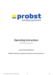 probst SPEEDY VS-140/200-110 Operating Instructions Manual
