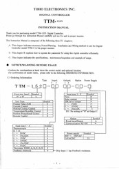 Toho Electronics TTM-1525 Instruction Manual