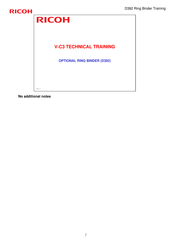 Ricoh D392 Technical Training Manual