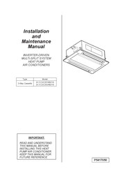 Johnson Controls CIC2018B21S Installation And Maintenance Manual