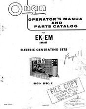 Onan EK Series Operator's Manual And Parts Catalog