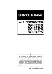 Duplo Duprinter DP-31S Service Manual