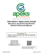 Apeks THE FORCE 5000-5Lx5LDP Owner's Operation Manual
