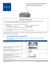 CORNING ONE IHU Quick Installation Sheet