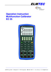 ELMTEC EC 25 Operation Instruction Manual