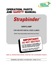 Ideal-Tridon Strapbinder Operation, Parts And Safety Manual