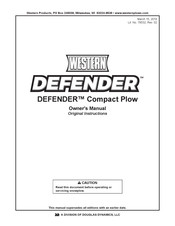 Western DEFENDER Compact Plow Owner's Manual