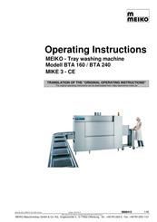 Meiko BTA160 Operating Instructions Manual