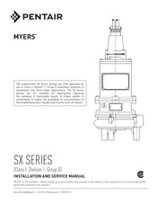 Pentair Myers SX Series Installation And Service Manual