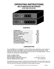 Stop & Listen MMR Operating Instructions Manual