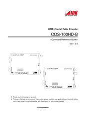 Idk COS-100HD-B Command Reference Manual