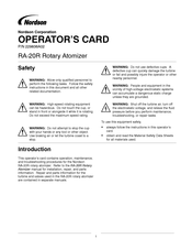 Nordson RA-20R Operator Card