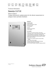 Endress+Hauser Stamolys CA71SI Series Technical Information