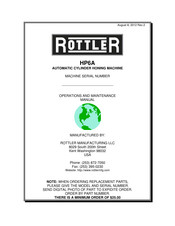 Rottler HP6A Operation And Maintenance Manual